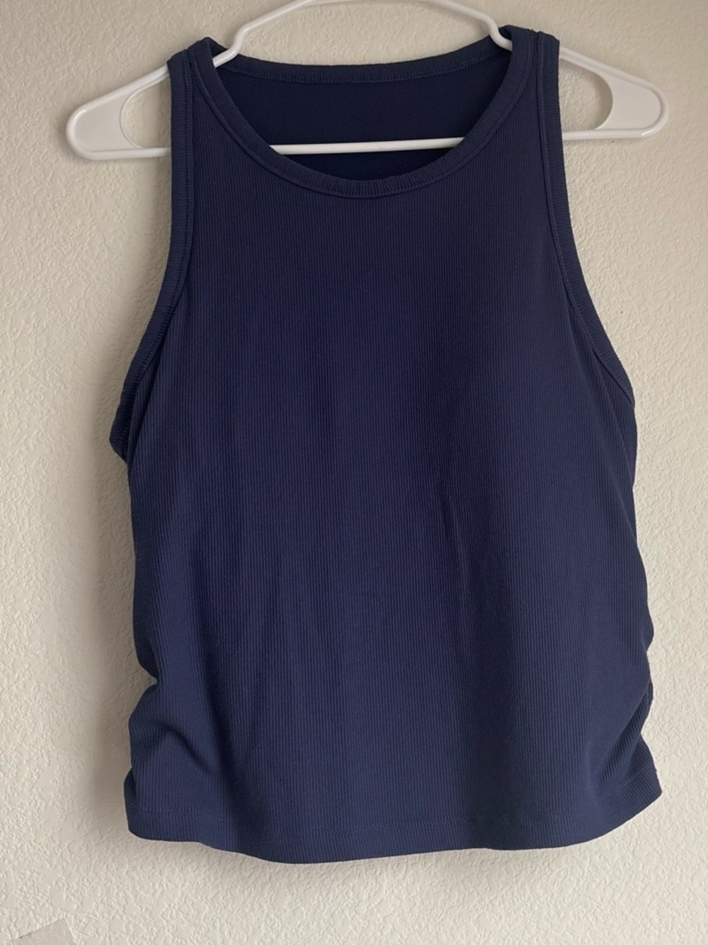 Ribbed Navy Scoop-Neck Tank Top